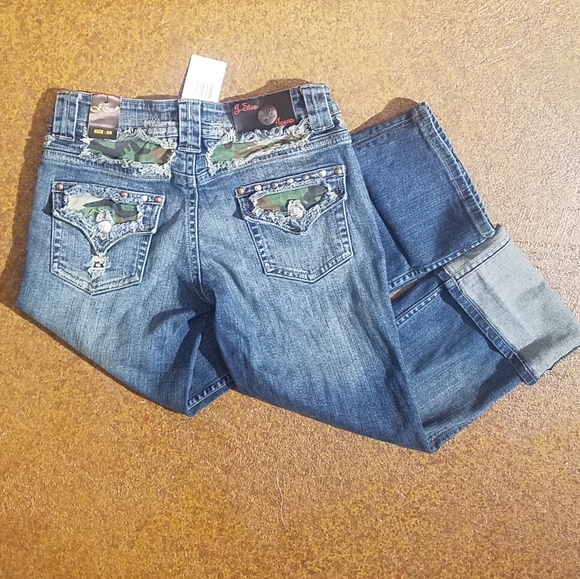 J Star studded camo camouflage capri cropped jeans - Picture 2 of 4